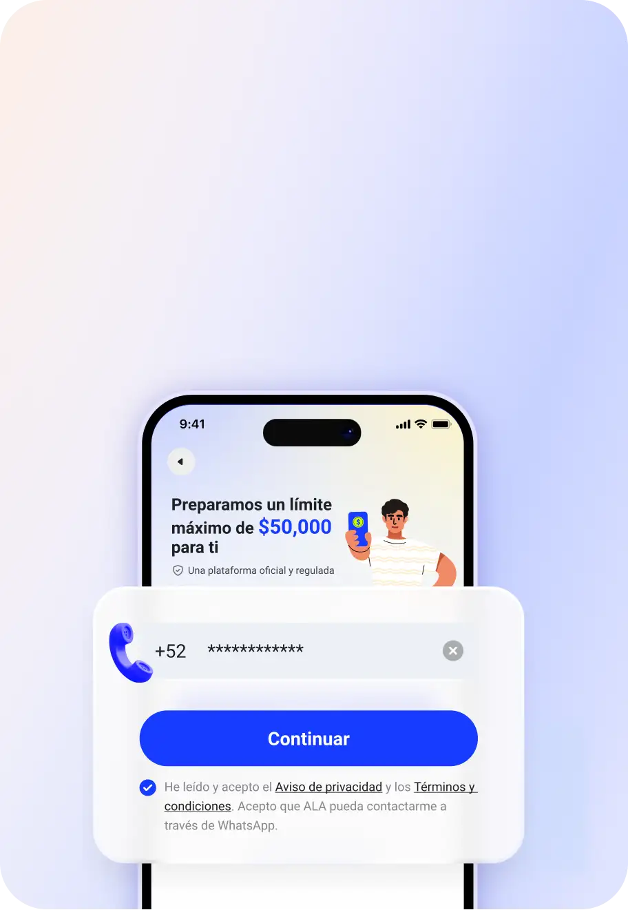 Ilustración paso 2: registro con teléfono